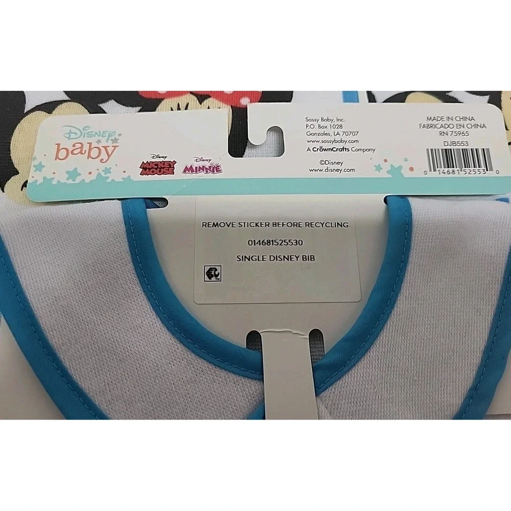 Mickey Minnie Mouse Terry Infant Baby‎ Bibs Blue I'm Awesome Lot of 3  NWT